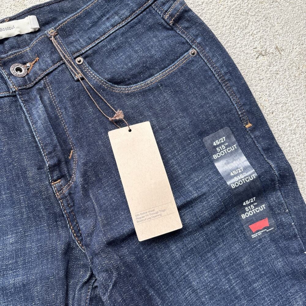 New Levi's 515 Jeans Womens 4 Short 27 Stretch Mid Rise Boot Cut Dark Wash Y2k - Picture 4 of 15